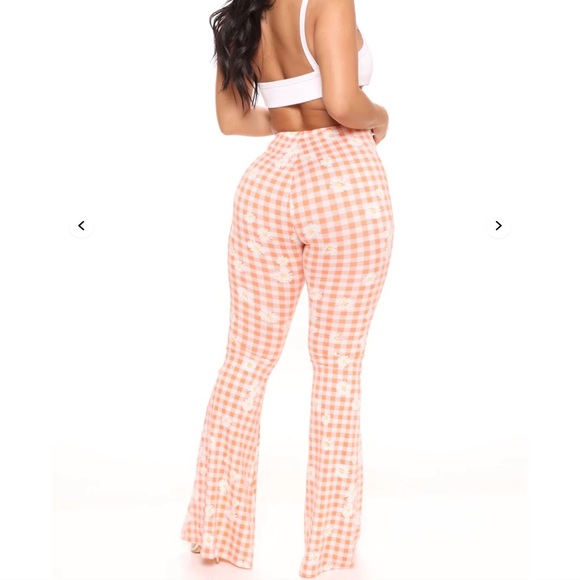 ✨💫🧡ORANGE AND WHITE HIGH WAISTED STRETCHY BELL BOTTOM FLARE LEGGINGS🧡💫✨ - Picture 2 of 11